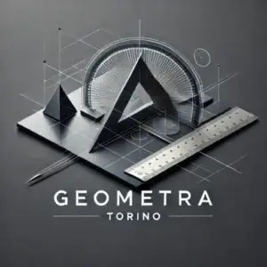 Immagine del logo moderno ed elegante dello studio tecnico Geometra Torino, con forme geometriche precise e colori blu profondo e oro che rappresentano professionalità e affidabilità.